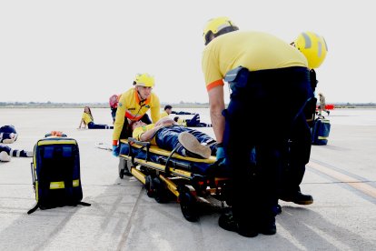 Imagen del simulacro en el aeropuerto de Reus