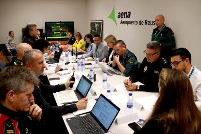 Imagen del simulacro en el aeropuerto de Reus