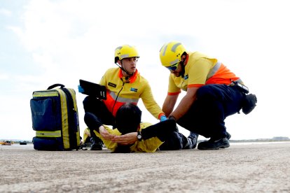 Imagen del simulacro en el aeropuerto de Reus