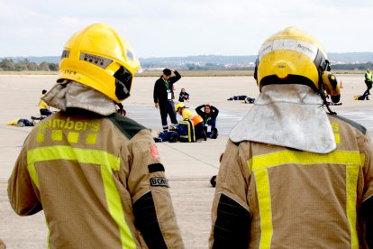 Imagen del simulacro en el aeropuerto de Reus