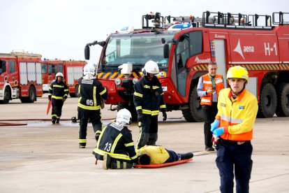 Imagen del simulacro en el aeropuerto de Reus