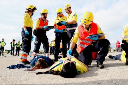 Imagen del simulacro en el aeropuerto de Reus