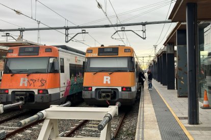Trenes parados en Sant Vicenç de Calders.