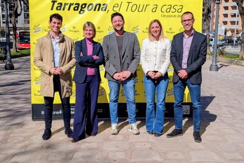Representantes del Ayuntamiento, Diputació y Generalitat, este lunes en Tarragona.