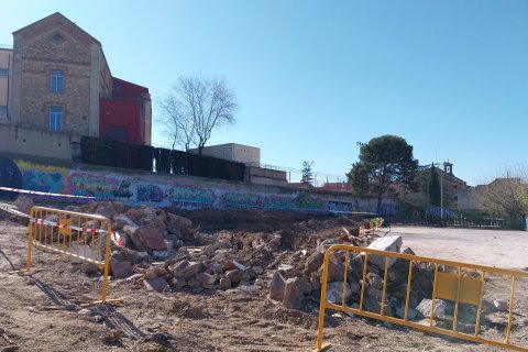 Aspecte de la plaça dels Pins, aquesta setmana, després de l