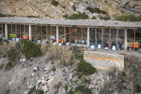Los trabajo de la línea R-2 sud entre Sitges y Garraf.