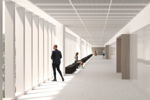 Aspecto que tendrá uno de los pasillos del futuro Fòrum de la Justícia de Tarragona