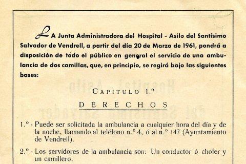 Normas de uso de la ambulancia de El Vendrell.