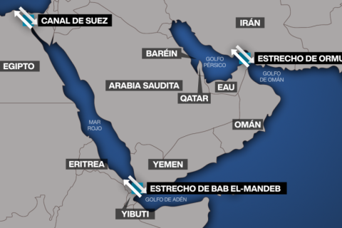 Los estrechos claves en la guerra entre Estados Unidos e Israel contra Irán.
