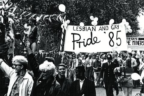 Manifestación pro derechos LGTBI en Londres, 1985.