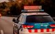 Un coche de Mossos alertando con señal luminosa de un accidente de tráfico.