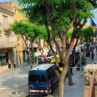 Dispositivo policial cuando se accedió al edificio para decomisar la marihuana.