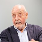 El presidente de la Federació Catalana de Futbol, Joan Soteras, durante de la entrevista.