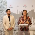 Rubén Viñualkes y Alícia Romero, esta mañana durante su comparecencia ante los medios de comunicación.