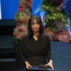 Imagen de archivo de la surcoreana Han Kang tras recibir el Premio Nobel de Literatura 2024