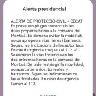 La alerta que ha llegado a los móviles.