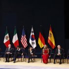 Los galardonados durante la ceremonia de entrega de los Premios Princesa de Asturias celebrada este viernes en el Teatro Campoamor, en Oviedo.