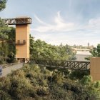 Imatge virtual de com quedaran els dos ascensors i el recorregut a peu