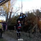 El animal fue levantado por una grúa y sacado del río, en el que se había caído.