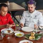 Los chefs César Mory (És Arraïtzes, Garòs) y Sergi Palacín (Hiu, Cambrils).