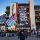 Manifestación en protesta al partido internacional de fútbol entre Noruega e Israel, que se jugará el 11 de octubre de 2025