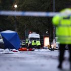 Imagen de la policía en la zona del atentado en Manchester