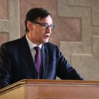 El president de la Generalitat, Salvador Illa, durante su discurso en la inauguración de la exposición sobre Montserrat en Roma