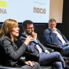 Unxue Barekos, Pere Aragonès y Ximo Puig en una jornada sobre el catalanismo de este siglo celebrada en Vilafranca del Penedès.