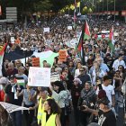 Vista de la manifestación por Palestina convocada este sábado en Madrid.