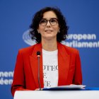 La comisaria de Igualdad, Hadja Lahbib, ha anunciado la Estrategia de Igualdad de las personas LGTBIQ+ 2026-2030 en la Comisión EuropeaConférence de presse de Cssr Lahbib sur la stratégie LGBTIQ+. Parlement européen, Strasbourg, France, 08/10/2025