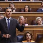 El presidente del Gobierno, Pedro Sánchez interviene en la sesión del control al ejecutivo celebrada este miércoles.