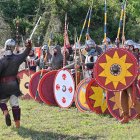 La lucha entre romanos y visigodos.