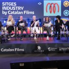 El jurado formado por (i-d) Mònica García, Jovanka Vuckovic, Hernán Findling, Mary Harron, Peter Chan, Laura Pedro y Ángel Sala, hace público el palmarés del 58ª edición del Festival Internacional de Cine Fantástico de Sitges.