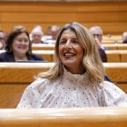 La vicepresidenta segunda del Gobierno, Yolanda Díaz, durante la sesión de control al Gobierno celebrada por el pleno del Senado este martes.