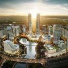 Imagen aérea el distrito financiero de Jolshiri.