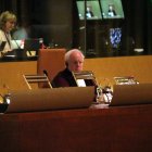 Abogado General Dean Spielmann en la Sala Grande del TJUE al inicio de la vista sobre las cuestiones prejudiciales del Tribunal de Cuentas respecto a la ley de amnistía