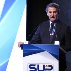 El presidente del Partido Popular, Alberto Núñez Feijóo, interviene en el XIII Congreso Nacional del Sindicato Unificado de Policía, este miércoles en Toledo.