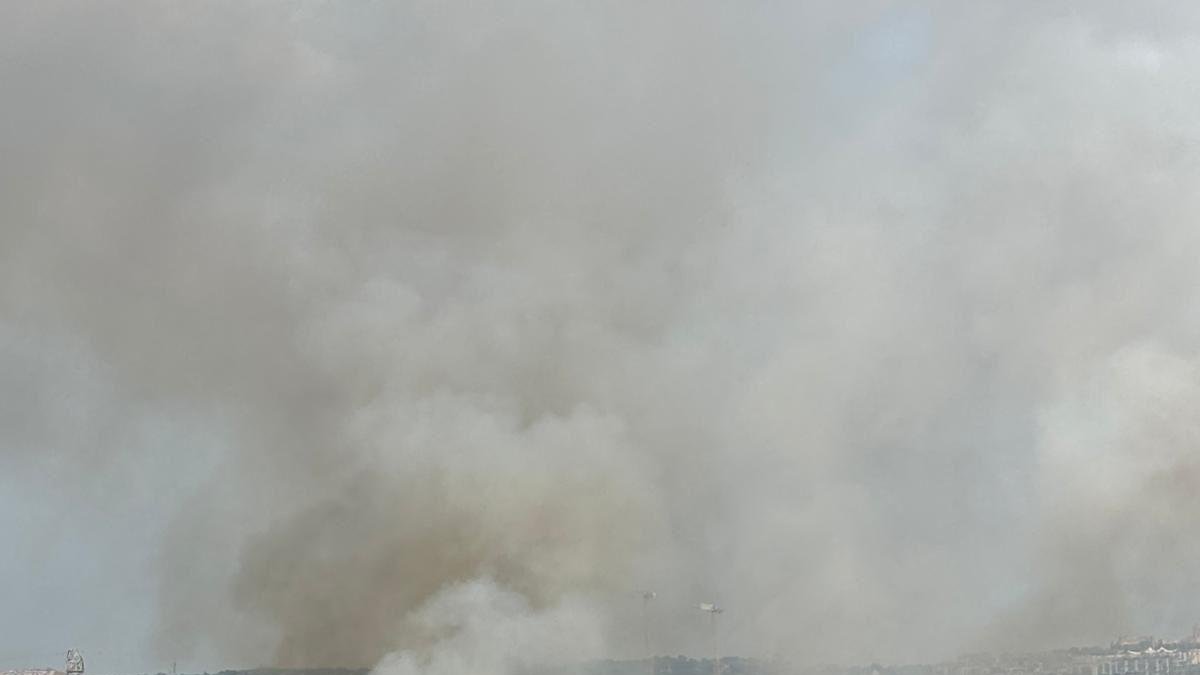 Los bomberos trabajando en la extinción del incendio.