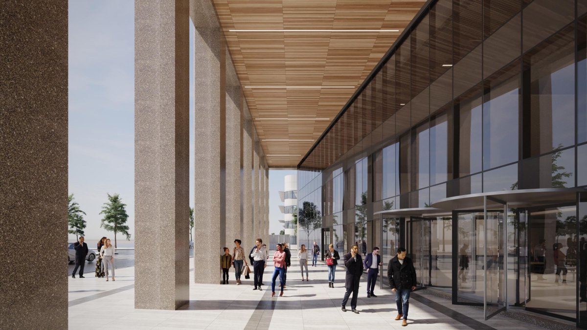 Detalle del acceso al edificio del Fòrum Judicial de Tarragona.