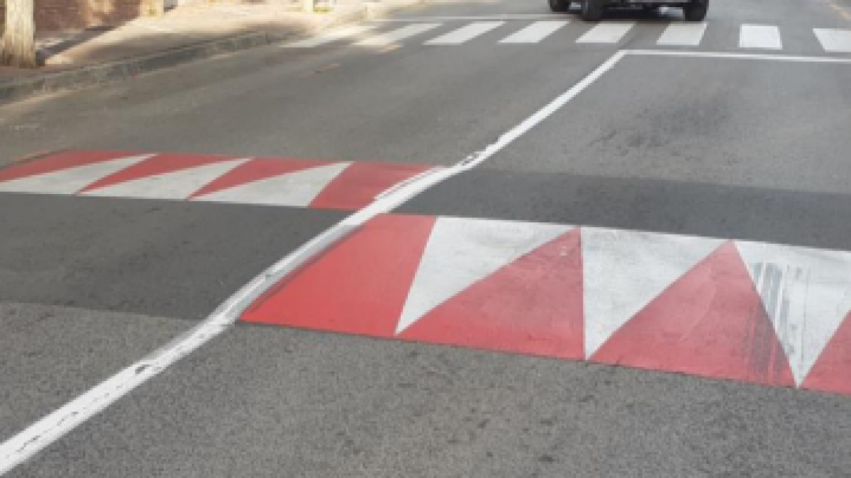 Uno de los reductores de velocidad actualmente instalados.