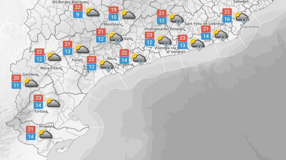 Dimecres 5 de novembre: cel ennuvolat i precipitació feble
