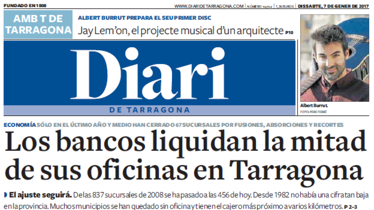 Portada Tarragona, dissabte, 7 de gener de 2017