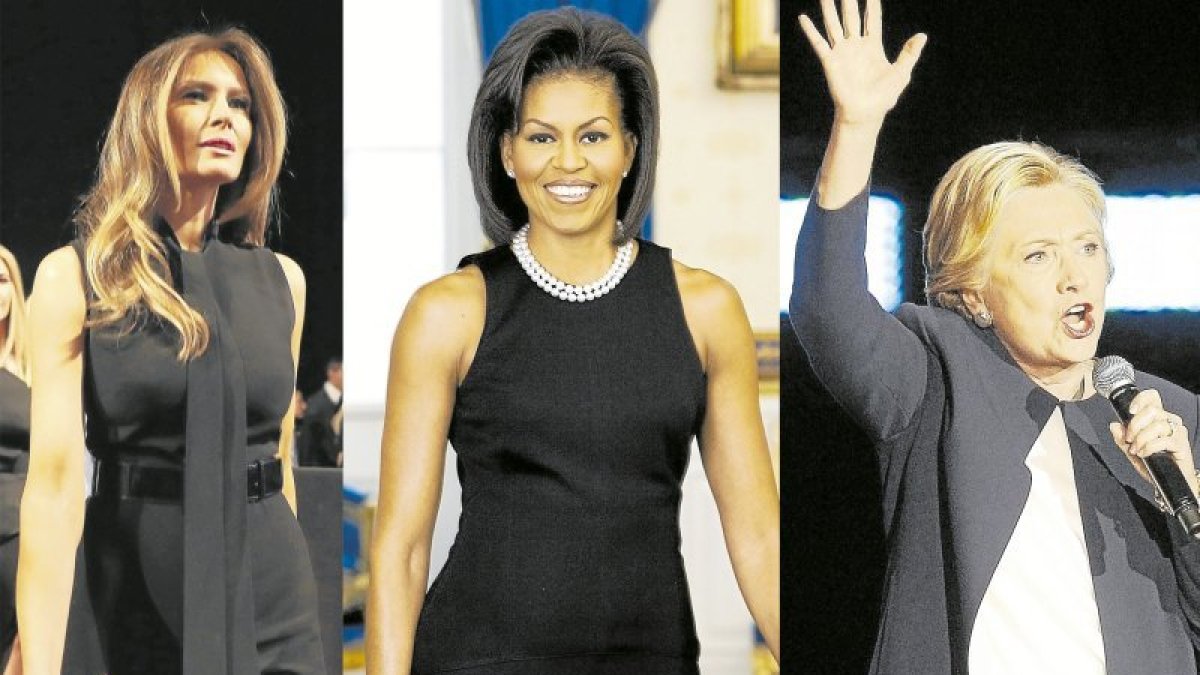 De izquierda a derecha, Melania Trump, Michelle Obamma y Hillary Clinton.