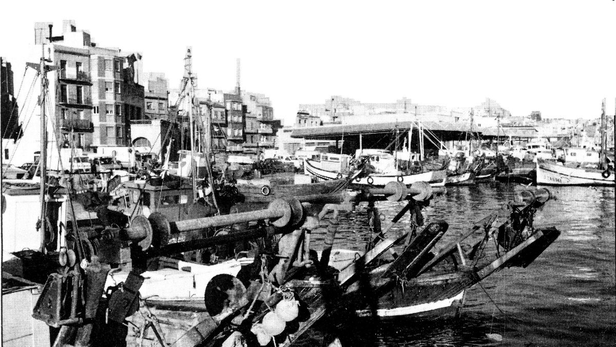 1990. Les barques i el pòsit, imatge de quan al Serrallo es respirava olor de mar, olor de peix.