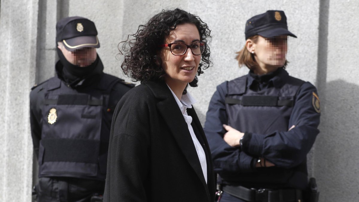 La diputada d'ERC, Marta Rovira, a l'última citació davant del jutge del Suprem, Pablo Llarena, a finals de febrer.
