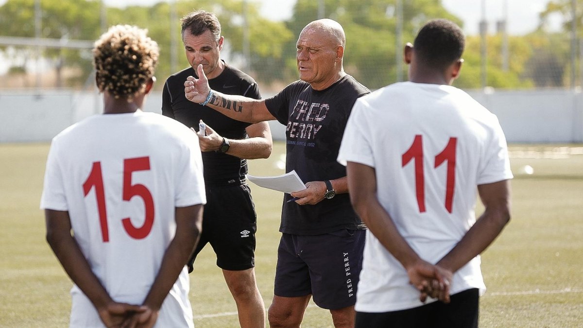 Ramon Maria Calderé, durante el entrenamiento ficticio que dirigió en La Floresta.