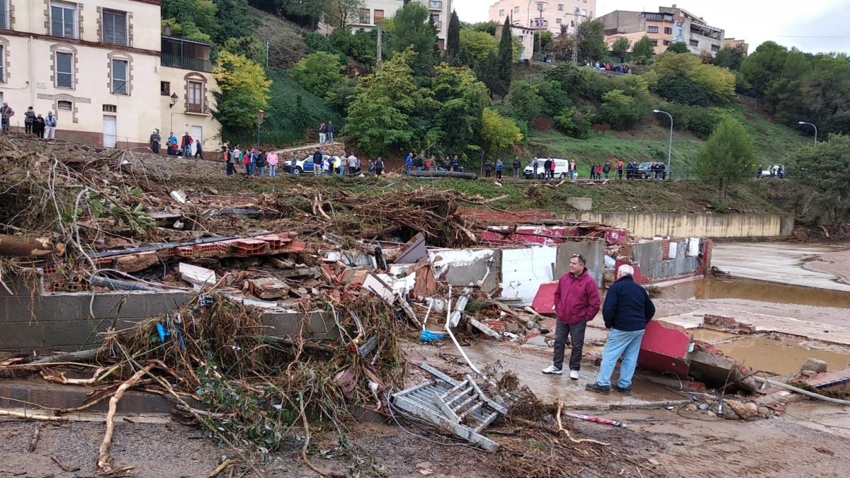 Estado en que ha quedado L'Espluga de Francolí tras el temporal.