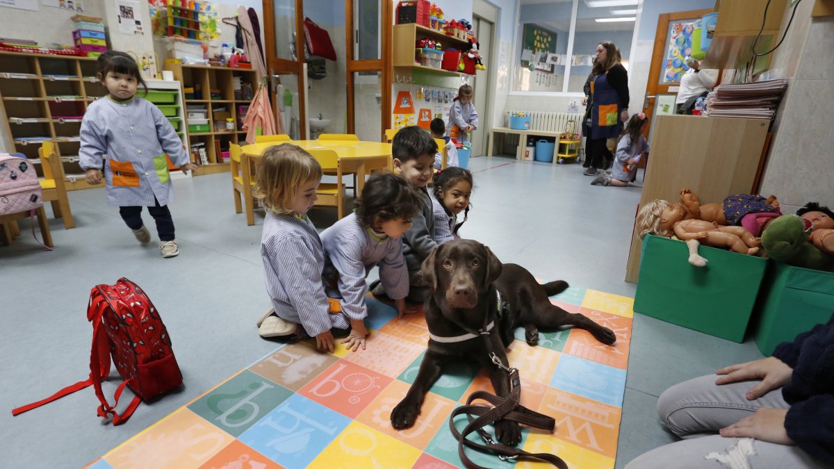 Cuca, con alumnos de P3.