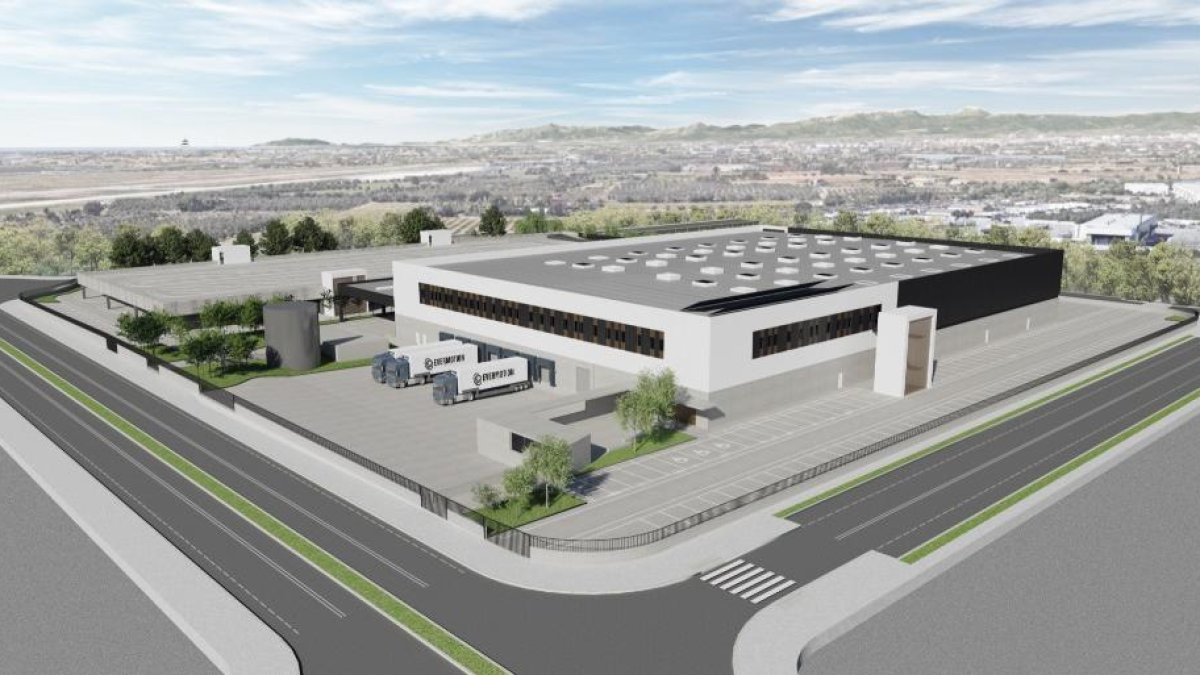 Imagen virtual de la estación logística que tendrá Amazon en Constantí.Cedida