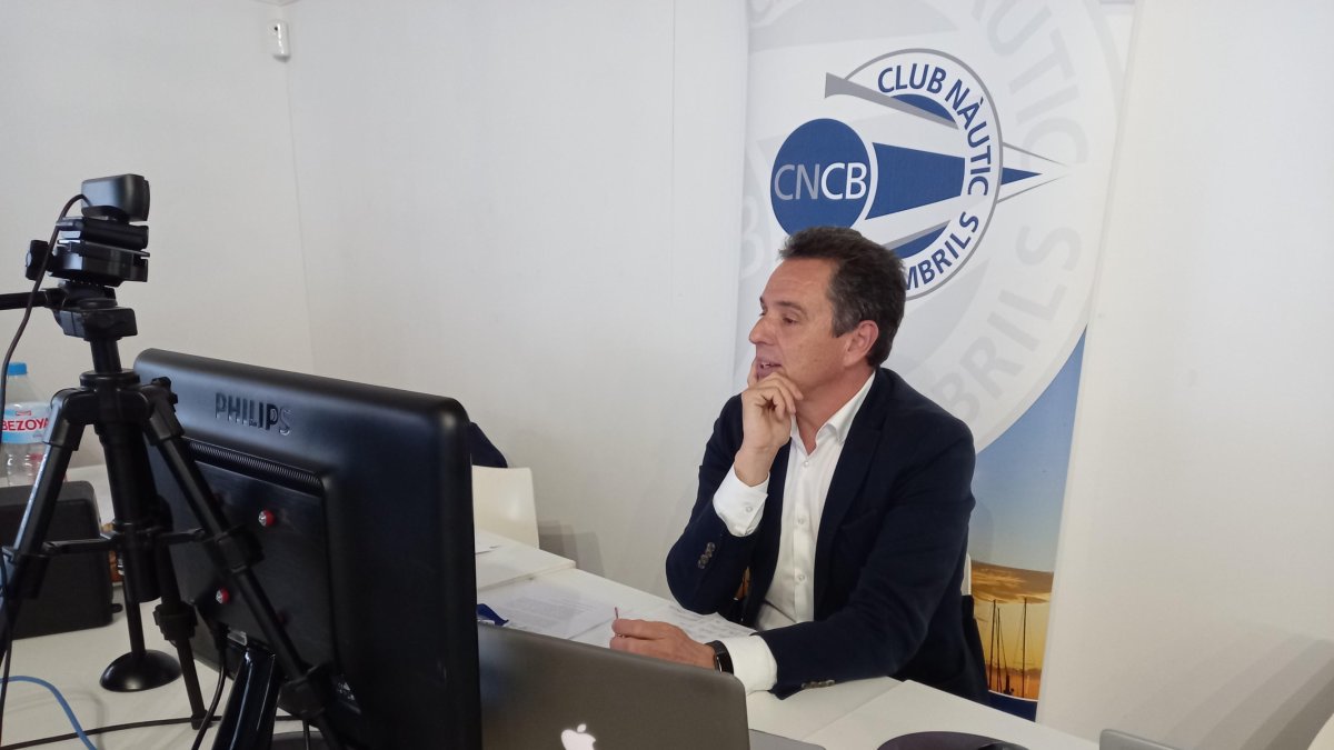El presidente del club, Ramon Vallverdú, durante la asamblea telemática.